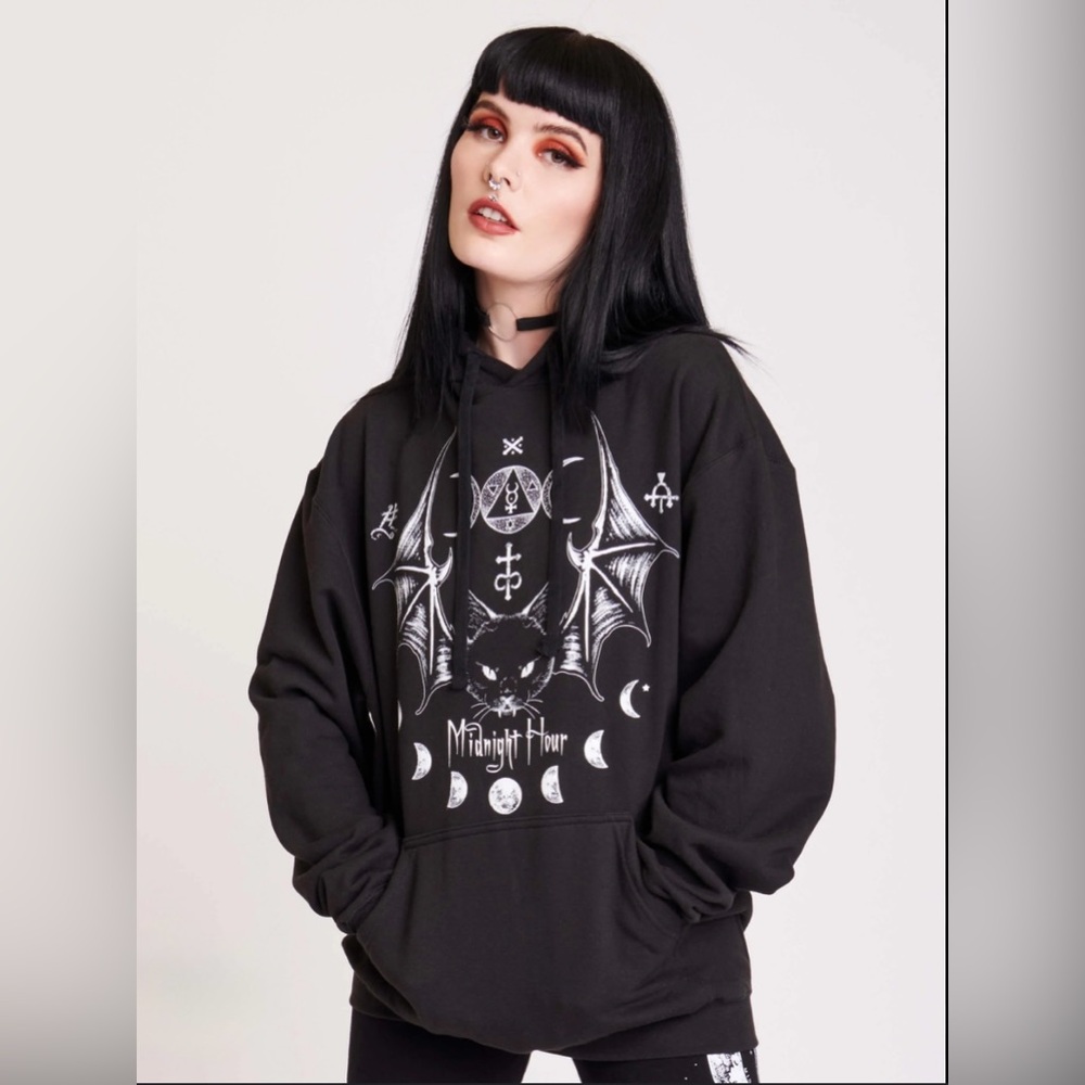 Midnight Hour Goth Black Graphic Hoodie